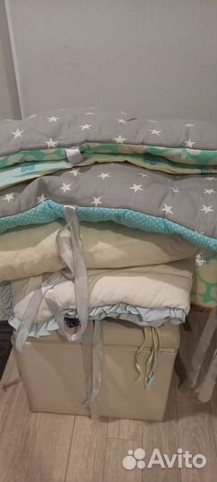 Бортики, одеяло, матрас для деской кроватки