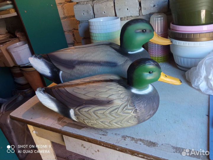 Садовые фигуры из полистоуна, утка водоплавающая