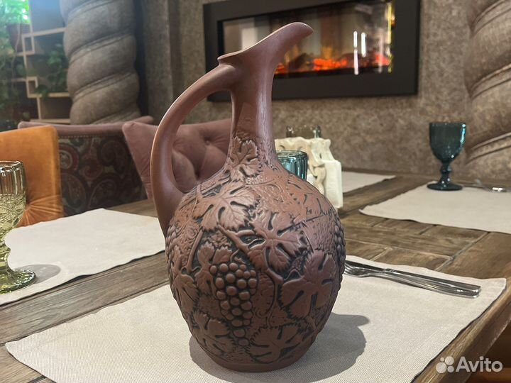 Кувшин глиняный 1 литр -декантер для вина