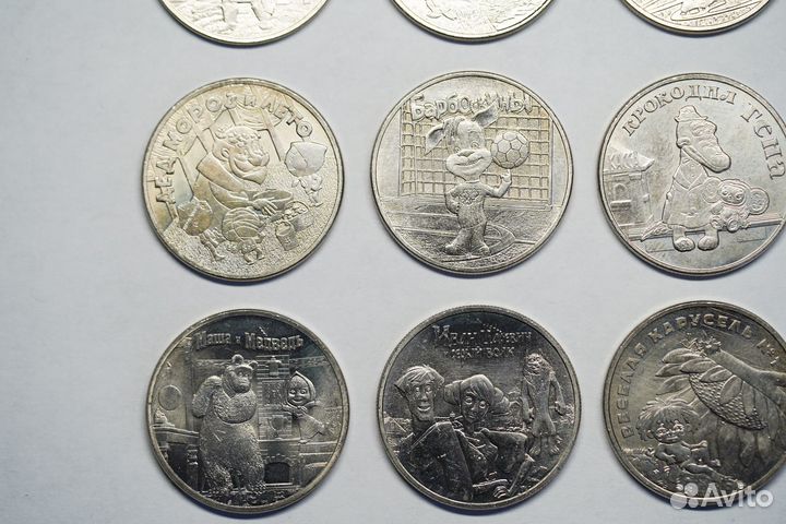 Монеты 25руб вся мультипликация 12шт ч/б набор