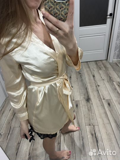 Пенюар черный женский комплект