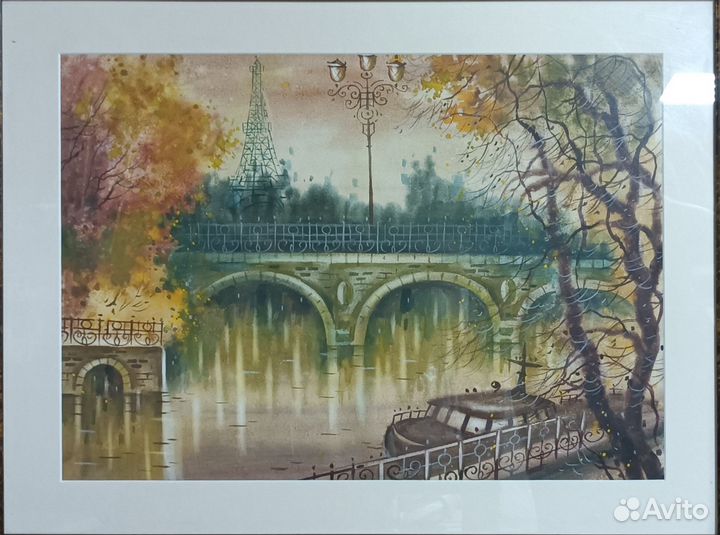 Акварель картина рукописная Л.С. Герасимов