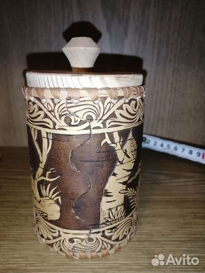 Контейнер для хранения, туесок из бересты-Медведь