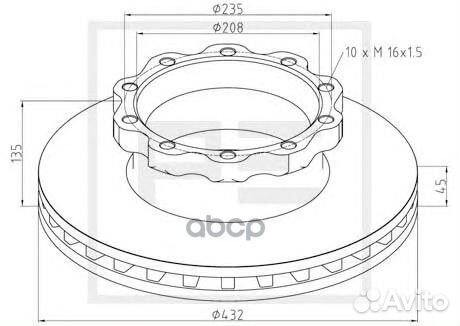 036.122-00A диск торм 432/208x45/135 10n-235-M