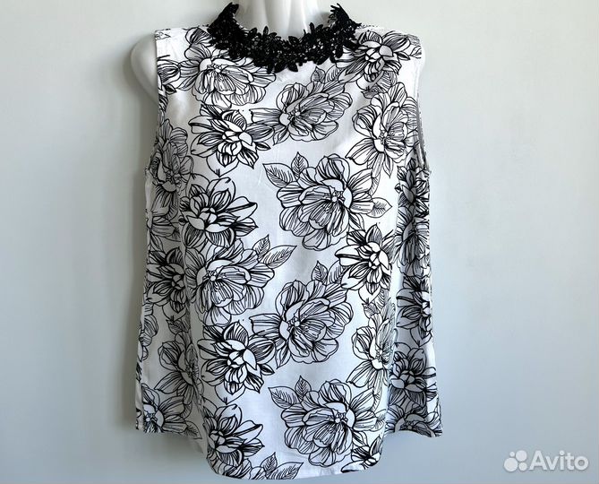 Блузка женская белая вискоза с цветами