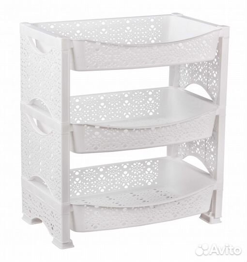 Этажерка Детство Кружево 3 секции белая