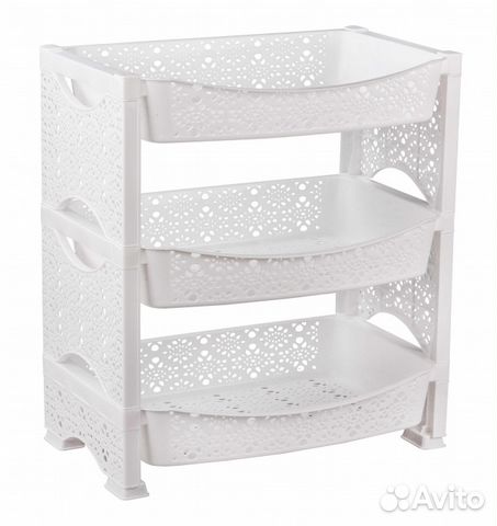Этажерка Детство Кружево 3 секции белая