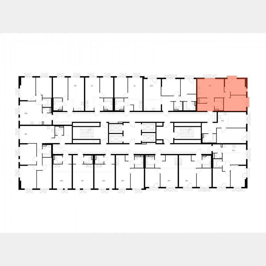 2-к. квартира, 56,1 м², 12/24 эт.
