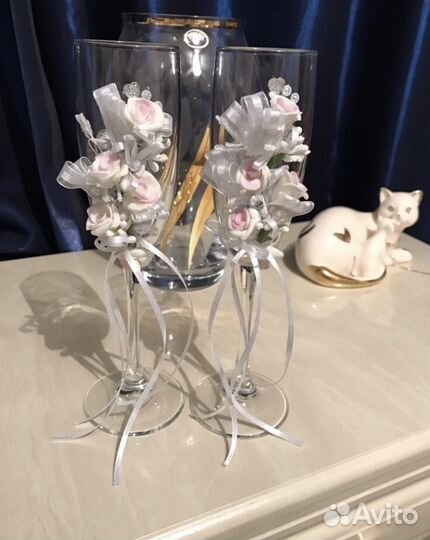 Свадебные бокалы ручной работы