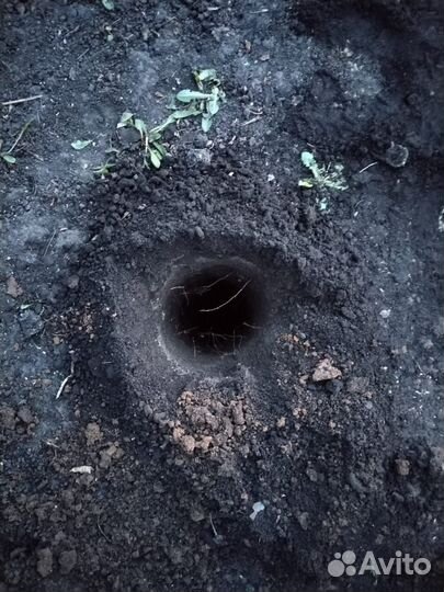 Бурение лунок (ям) бензобуром под столбы и пр