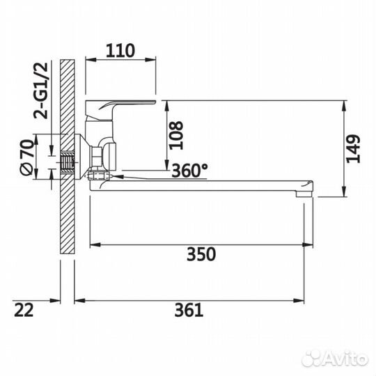 V043541, См д/ванны дл. излив vieir D35 (1/10)