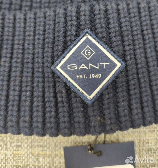 Мужская шапка Gant Cotton, темно синяя (Оригинал)