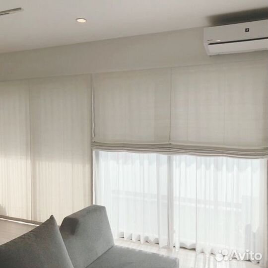 Римские шторы с тюлем Вуалью