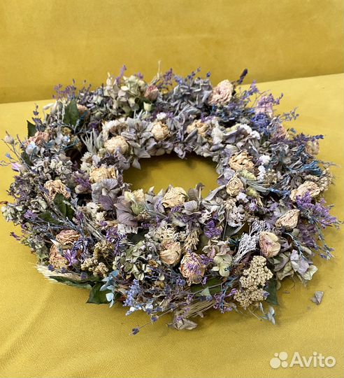 Интерьерный венок из гортензии и роз 35+ см