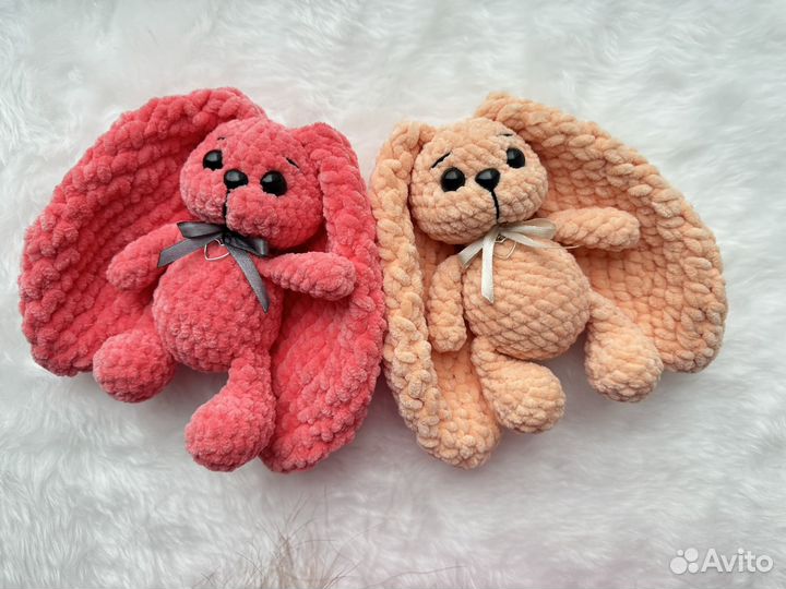 Игрушка мягкая зайка длиноухий плюшевый