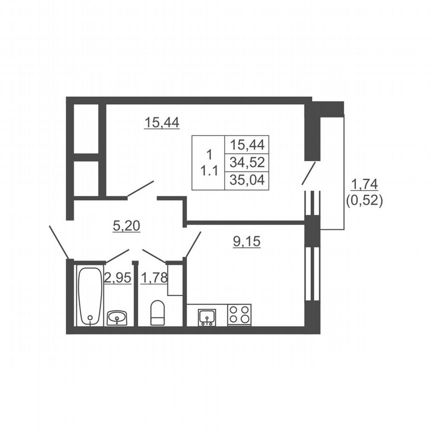 1-к. квартира, 35 м², 14/16 эт.