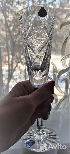 Коллекционный новый хрусталь, фужеры -6 шт -22,5см