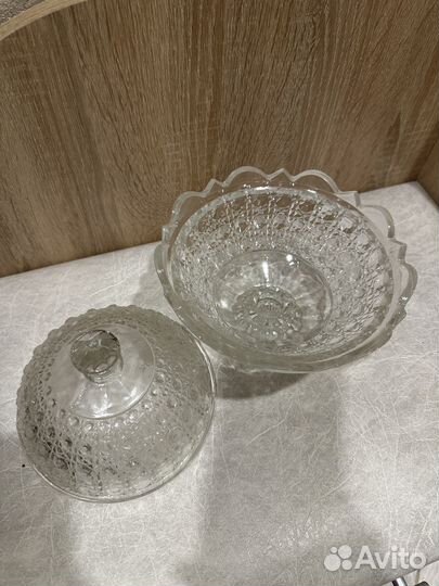Хрустальная конфетница с крышкой СССР