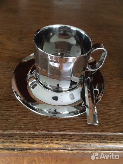 Чашка с блюдцем сталь zepter