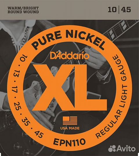 EPN110 Pure nickel струны электро, 10-45 D'Addario