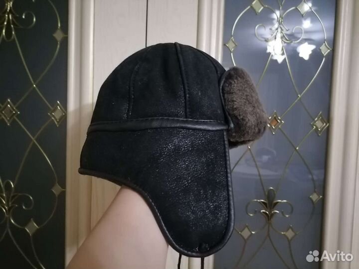 Шапка-ушанка- натур.кожа, новая