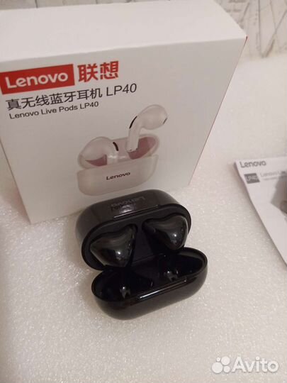 Новые беспроводные наушники Lenovo lp40 черные