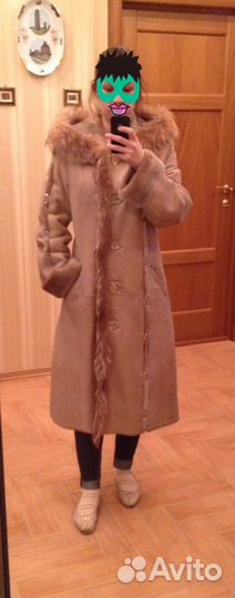 Натуральная дизайнерская дубленка 48 размера