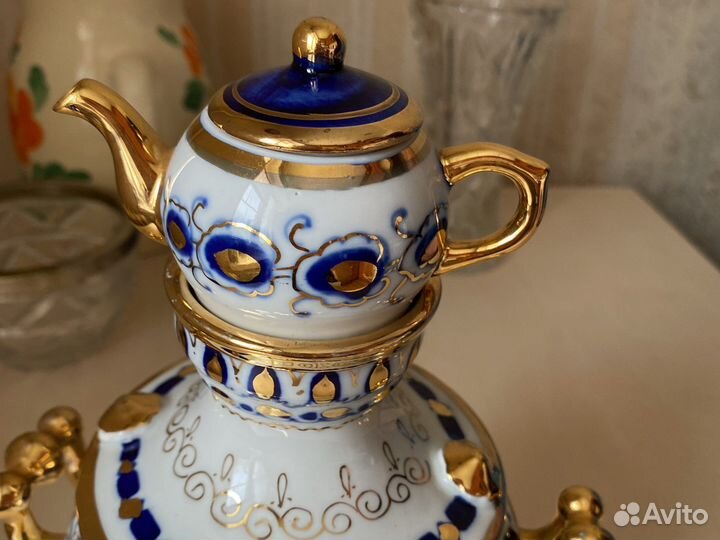 Самовар гжель, вазы, сахарница