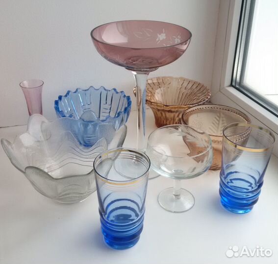 Посуда СССР цветное стекло