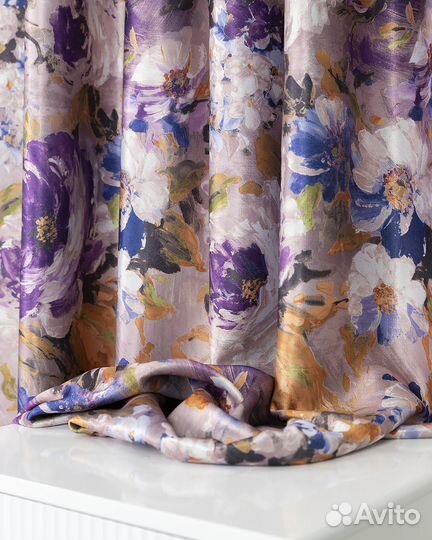 Шторы рогожка Медина сирень новые пошив