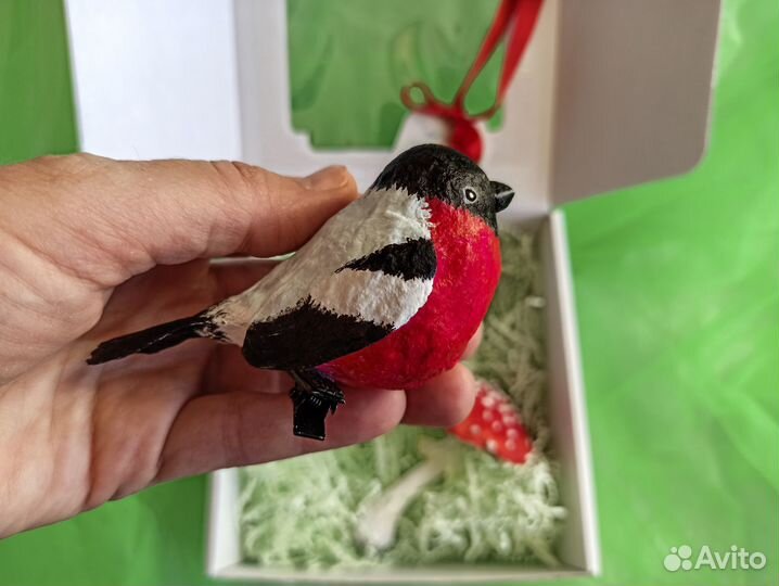 Игрушки на ёлку набор Мухомор Снеговик Снегирь