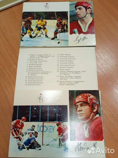 Наборы открыток о хоккее, грибах и др
