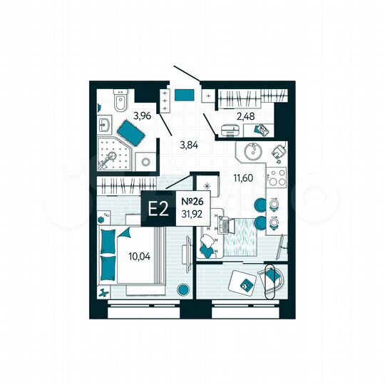 1-к. квартира, 31,9 м², 3/15 эт.