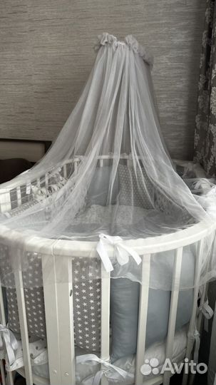 Детская кроватка трансформер круглая