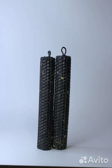 Свеча черная из вощины с полынью и ладаном