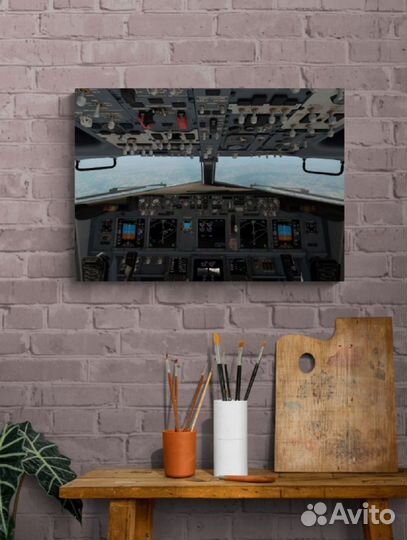 Картина кабинапассажирского самолета 70х50
