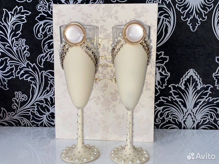 Свадебные бокалы ручной работы, св-во о браке