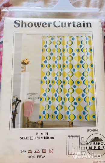 Штора для ванной новая