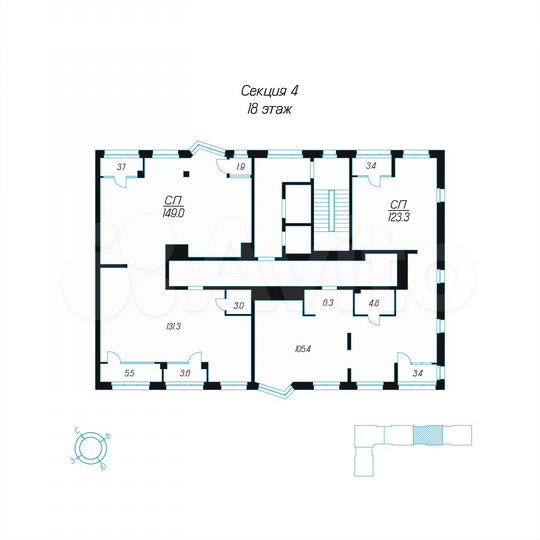 1-к. квартира, 149 м², 18/24 эт.