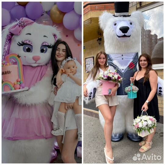 Зайка и медведь аниматоры и ростовая кукла