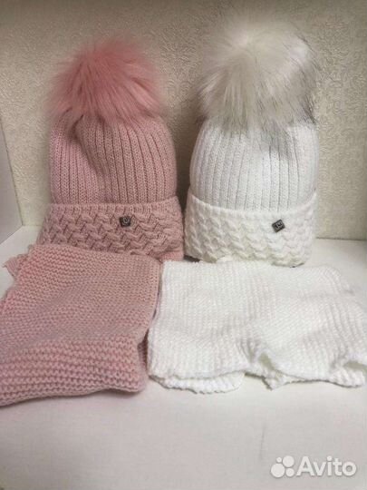 Комплект шапка и снуд зимний для девочки