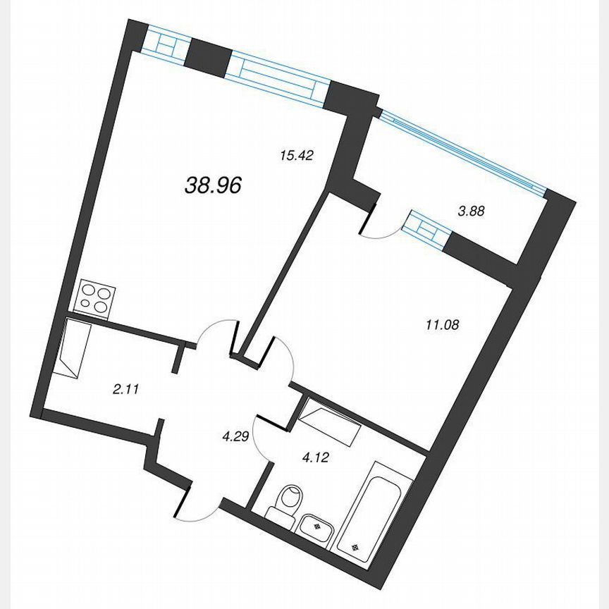 1-к. квартира, 40,9 м², 22/22 эт.