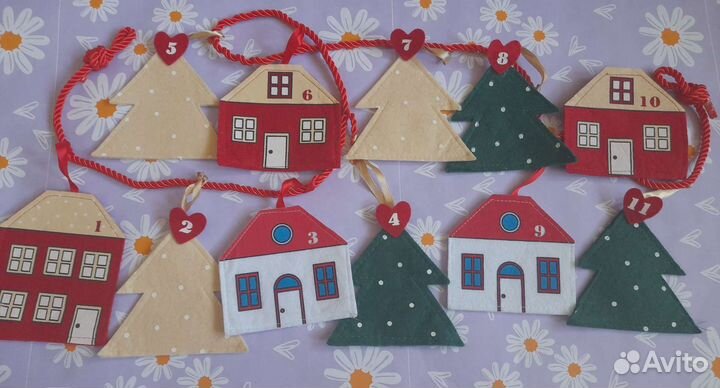 Новая детская гирлянда с цифрами.Кармашки.Испания