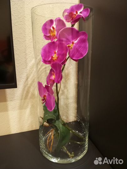 Ваза большая напольная стекло H50,D20 цилиндр