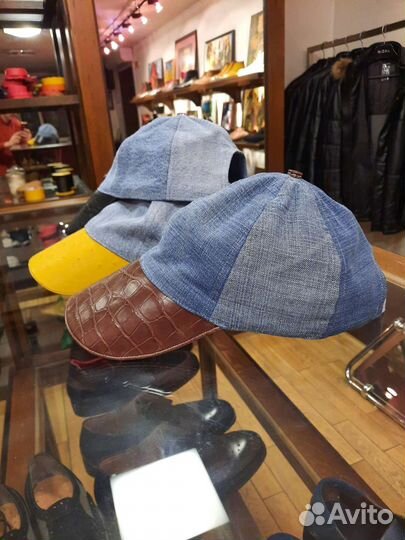 Кепки бейсболки с кожаным козырьком ручная работа