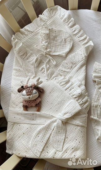 Одеяло плед из муслина на выписку