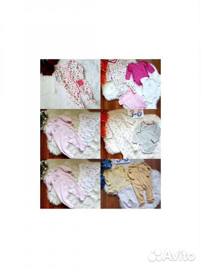 Одежда для девочки 0-3-6 мес.Слипы,боди,футболки