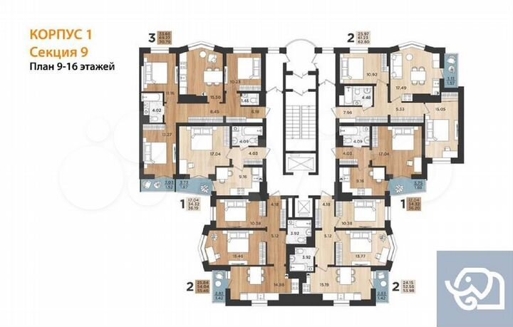 2-к. квартира, 55,5 м², 14/16 эт.
