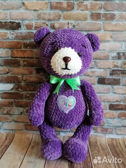 Вязаные игрушки кошечка и медведь