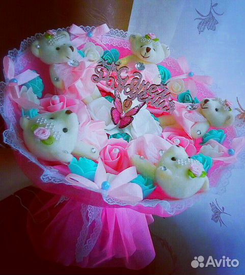 Букеты из мягких игрушек в наличии и на заказ